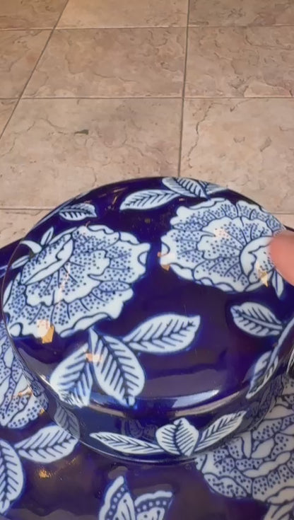 Midnight Peony Decorative Porcelain Jar