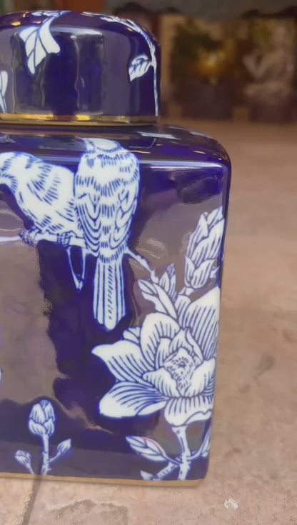 Blue Bird Decorative Jar