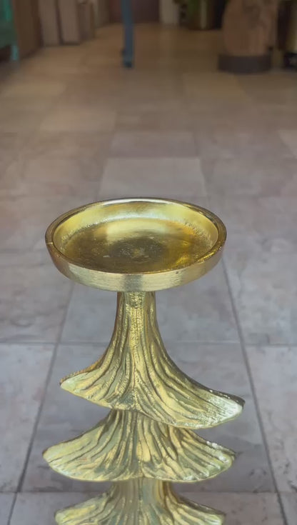 Gold Christmas Tree Candlestand - Set Of 2