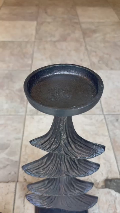 Rustic Christmas Tree Candlestand - Set Of 2