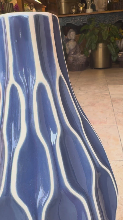 Blue Ripple Ceramic Vase