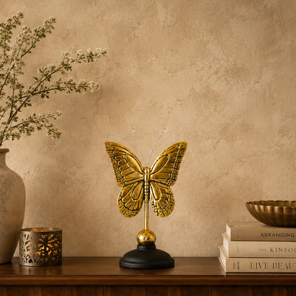 Antique Gold Metal Decorative Butterfly Sculpture