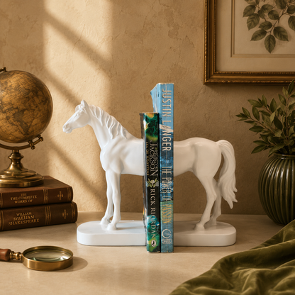 Sculpted White Horse Bookend