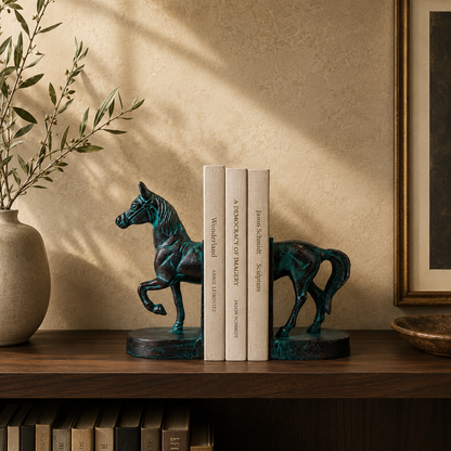 Antique Patina Horse Bookend