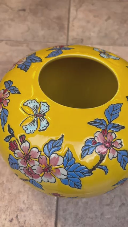 Yellow Blossom Pod Ceramic Vase