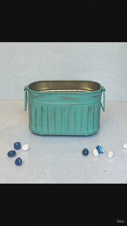 Rectangular Metal Planter Patina