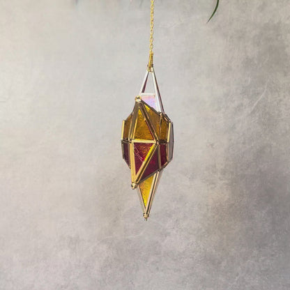 Hanging Star Lantern Red & Amber