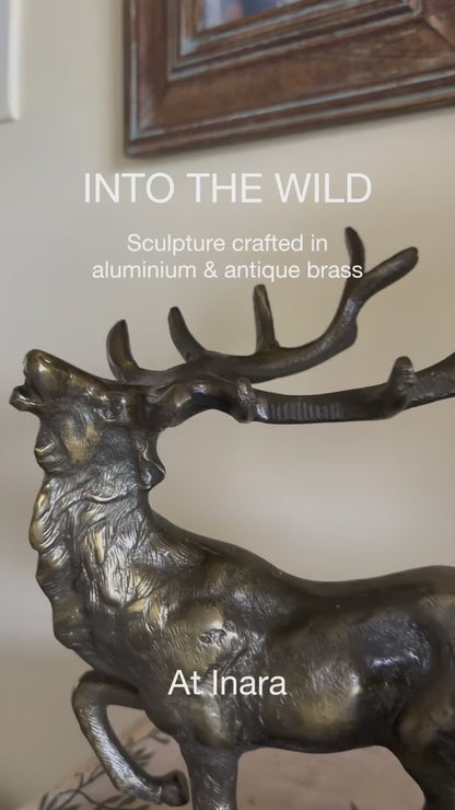Antique Brass Stag Sculpture