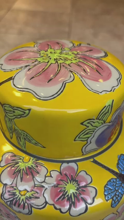 Sunlight Bloom Hand-Painted Ginger Jar