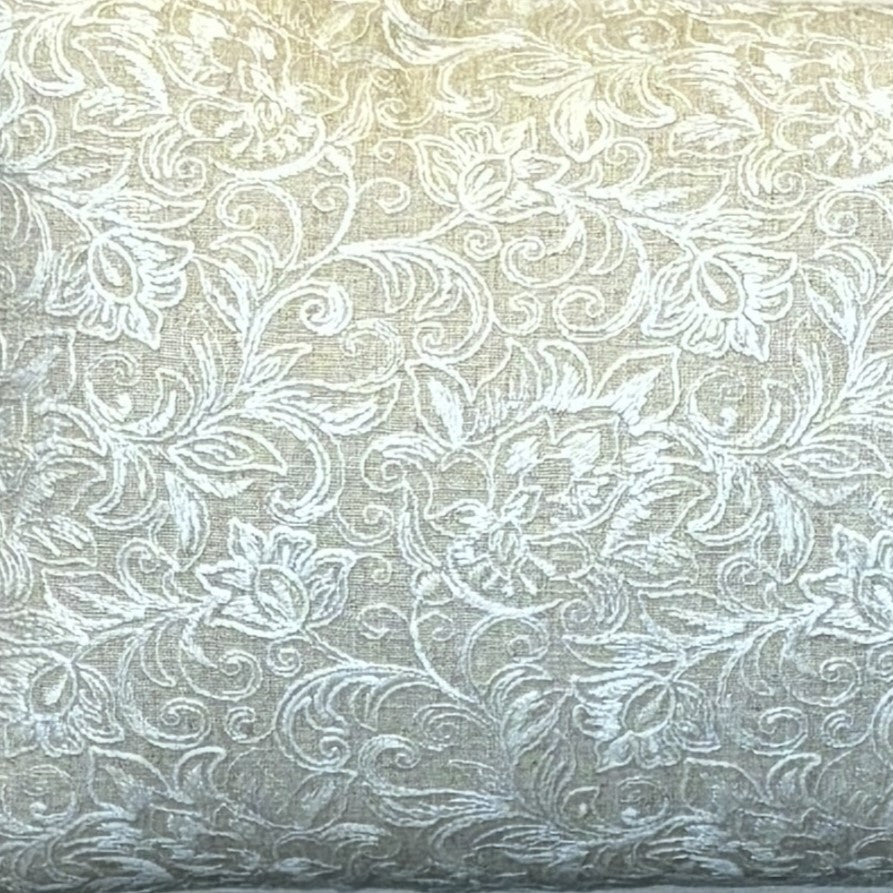 Beige Embroidered Linen Cushion 12 x 18 – full product view | INARA