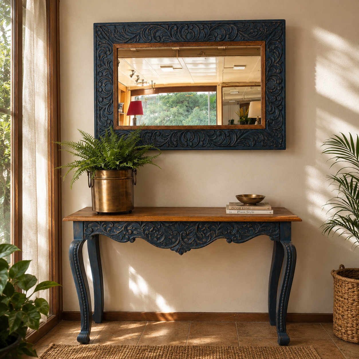 Distressed Blue Wooden Console – Crafted To Belong | INARA