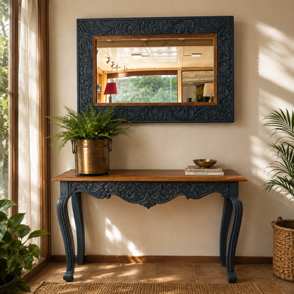 Distressed Blue Wooden Console – Crafted To Belong | INARA