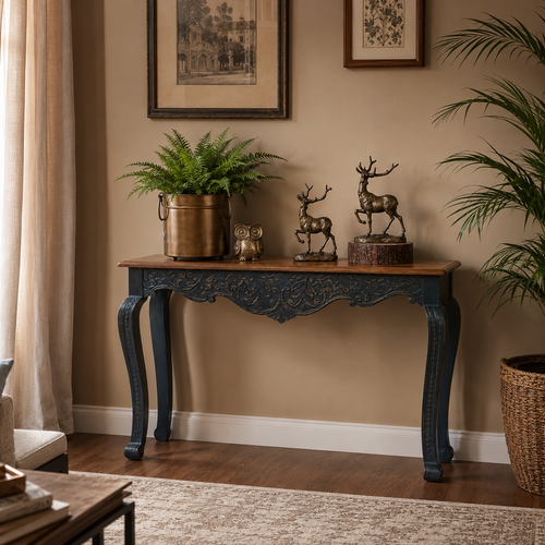 Distressed Blue Wooden Console
