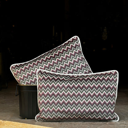 Zig Zag Velvet Cushion Cover  12 x 18 – alternate angle | INARA