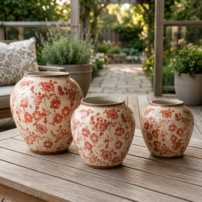 Red Floral Ceramic Decorative  Vase – size and scale reference | INARA