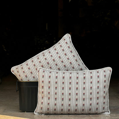 Beige Stripe  Linen Cushion Cover 12 x 18 – full product view | INARA