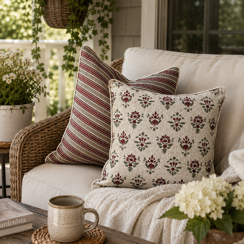 Beige Stripe linen Cushion Cover 18 x 18