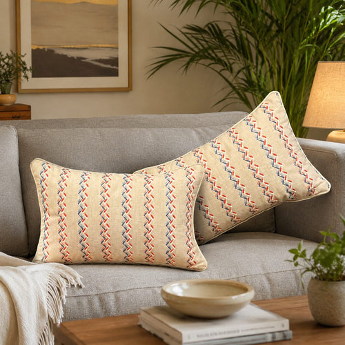 Repeat Waves Tricolour Cushion Cover 12 x18 – Elevate your home with the Repeat Waves Tricolor Cushion Cover , thoughtfully designed to bring | INARA