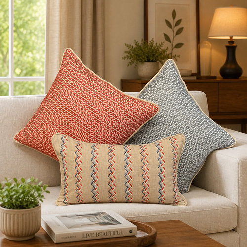 Repeat Waves Tricolour Cushion Cover 12 x18