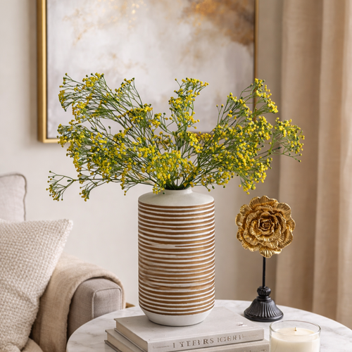 Ribbed Gold Vase – Add an extra touch of elegance to your decor space | INARA