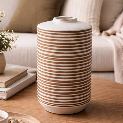 Ribbed Gold Vase – close-up detail view | INARA