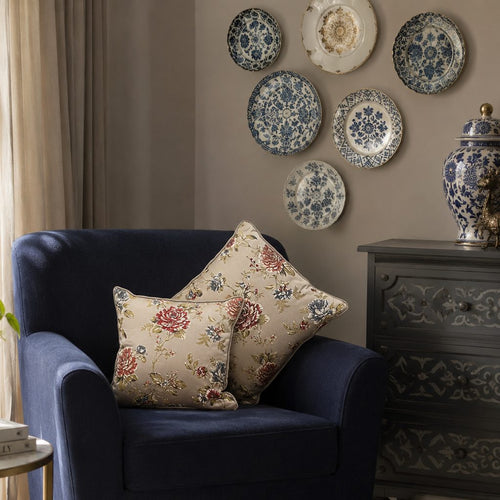 Grey Rose Embroidery Cushion Cover