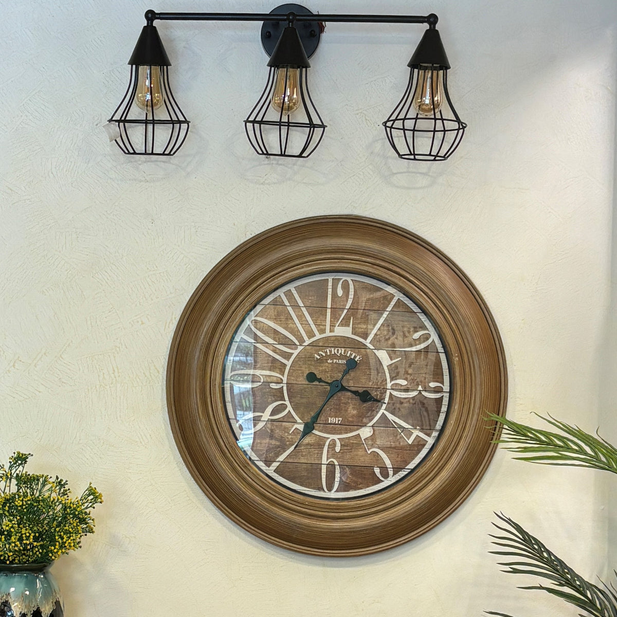 Rustic Light Brown Wall Clock – A stylized wall clock adds a touch of whimsy to your decor | INARA