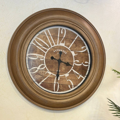 Rustic Light Brown Wall Clock – close-up detail view | INARA