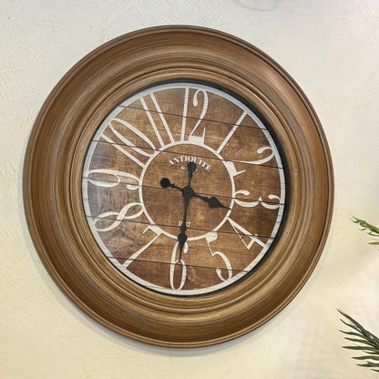 Rustic Light Brown Wall Clock – close-up detail view | INARA