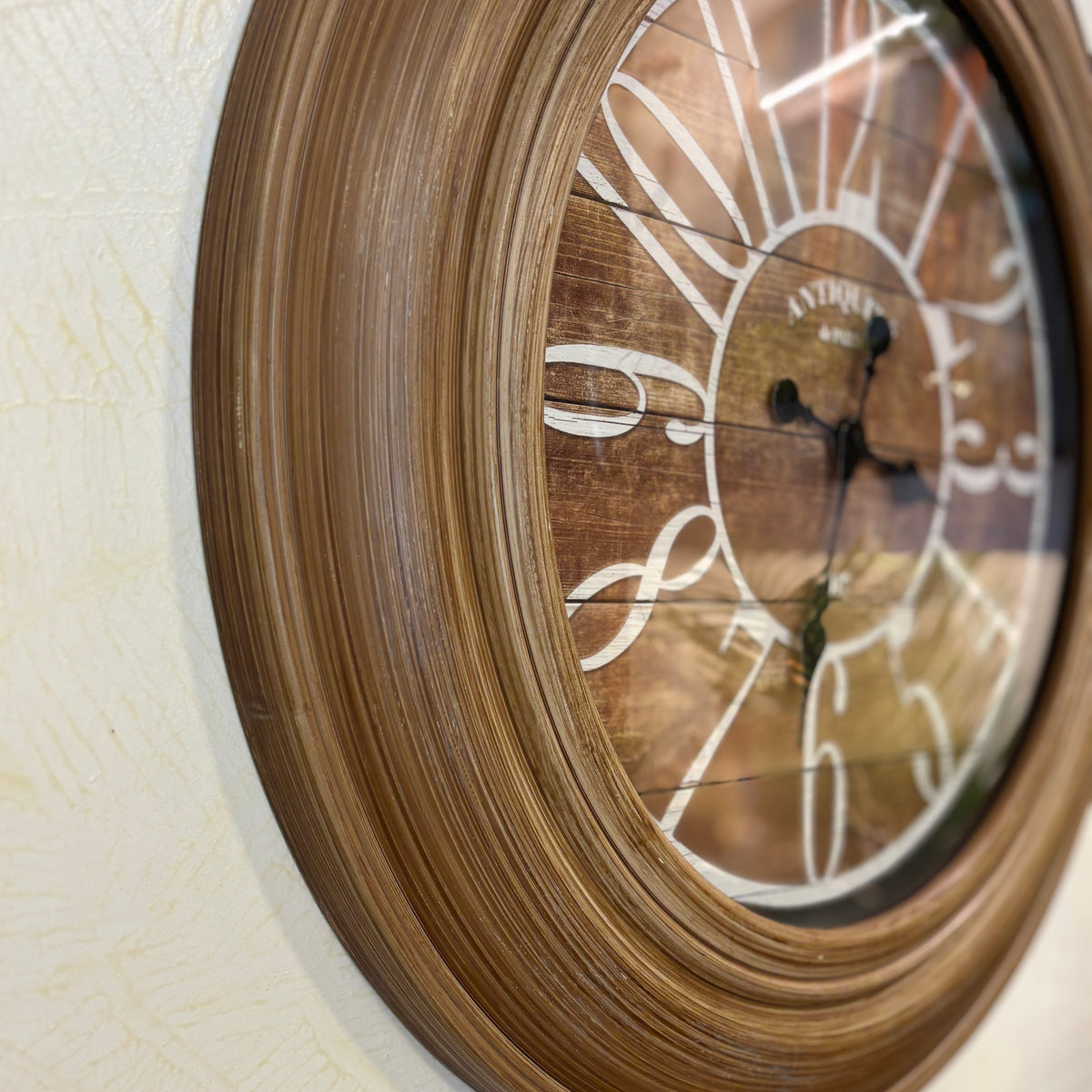 Rustic Light Brown Wall Clock – texture and finish detail | INARA