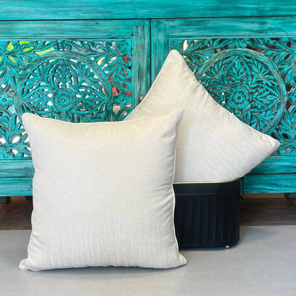 Sapphire White Cushion Cover 18 x 18 – texture and finish detail | INARA