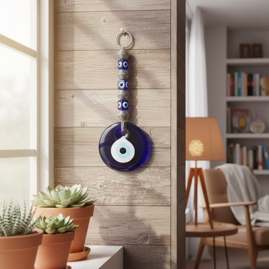 Silver Bead Evil Eye – alternate angle | INARA