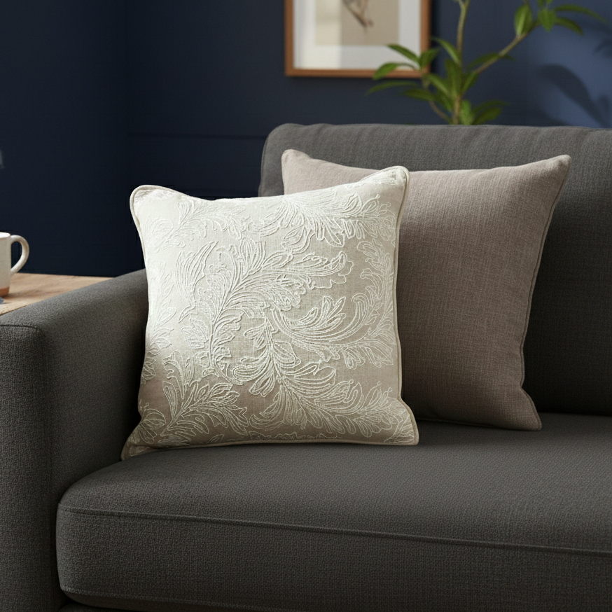 Solid Grey Cushion Cover 18 x 18 – alternate angle | INARA