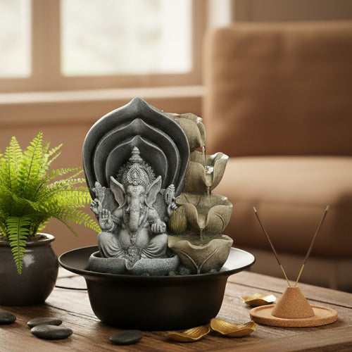 Divine Ganesha Resin Tabletop Fountain