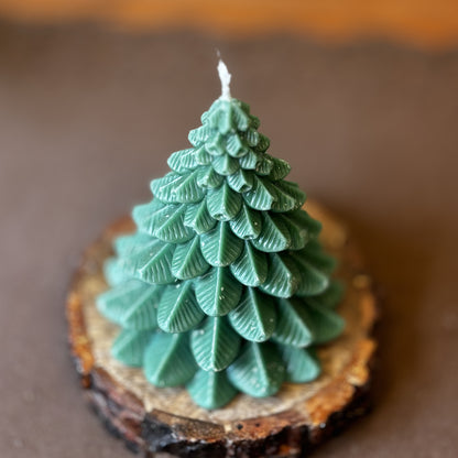 Tea Rose Christmas Tree Soy Candle - Green – alternate angle | INARA