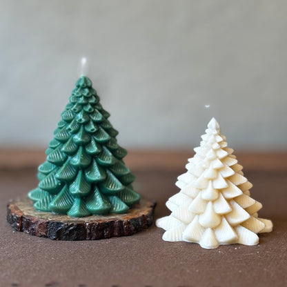 Tea Rose Christmas Tree Soy Candle - Green – texture and finish detail | INARA