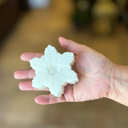 Tea Rose Snow Flake Soy Candle – alternate angle | INARA
