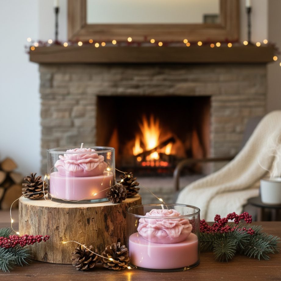 Tea Rose Soy Candle Jar – close-up detail view | INARA