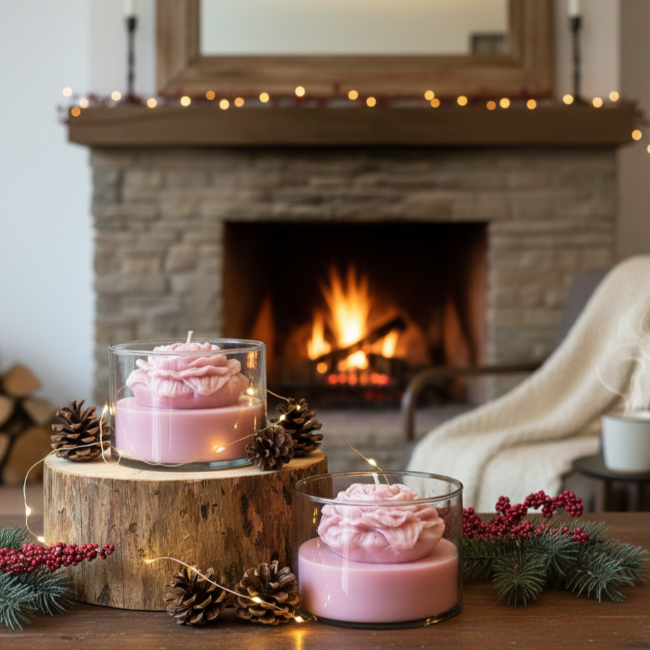 Tea Rose Soy Candle Jar – close-up detail view | INARA