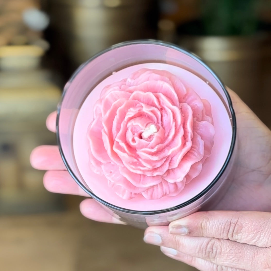 Tea Rose Soy Candle Jar – alternate angle | INARA