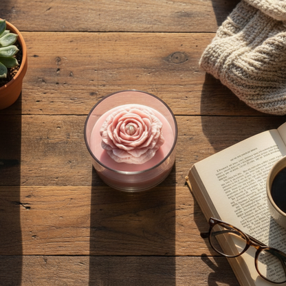 Tea Rose Soy Candle Jar – texture and finish detail | INARA