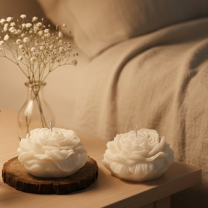 Tea Rose White Peony Soy Candle - Set Of 2 – full product view | INARA