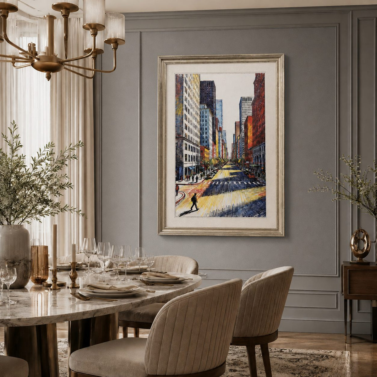 Cityscape Canvas Wall Art – texture and finish detail | INARA