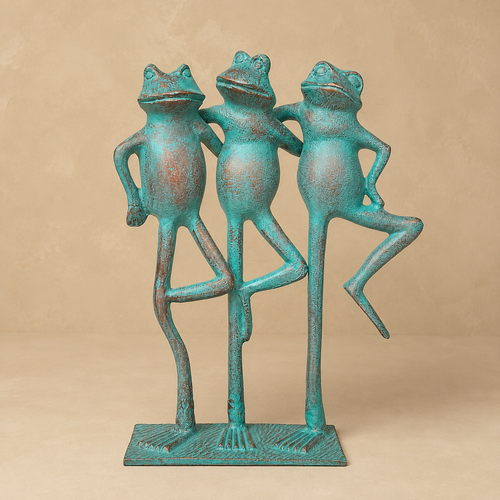 Patina Happy Frogs Sculpture