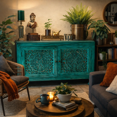 Distressed Wooden Blue Sideboard