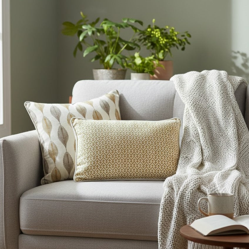 Yellow Zig Zag Linen Cushion Cover 12 x 18