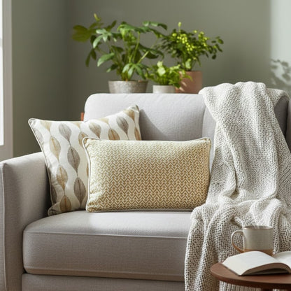 Yellow Zig Zag Linen Cushion Cover 12 x 18