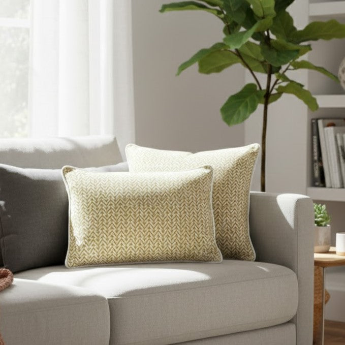 Yellow Zig Zag Linen Cushion Cover 12 x 18