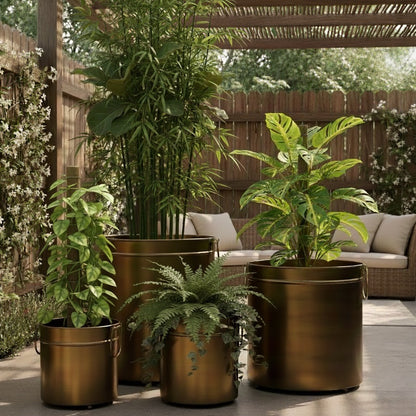 Vintage brass planters with premium metal finish and handcrafted detailing