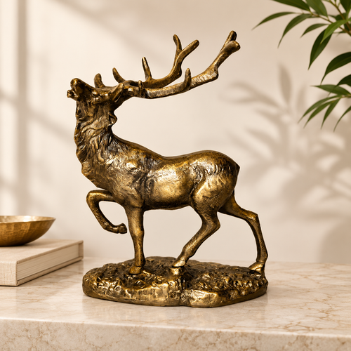 Antique Brass Stag Sculpture